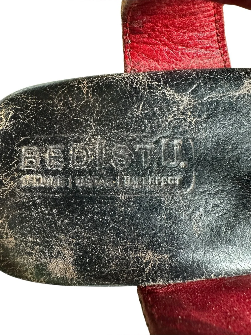Bed Stu Platform Sandal - Fabiola. Black Distressed Leather. Size 10